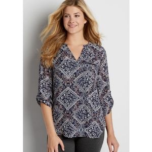 Maurices Paisley Geometric Print Blouse Top